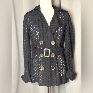 Cache Black Eyelet Lace Jacket. Size small.